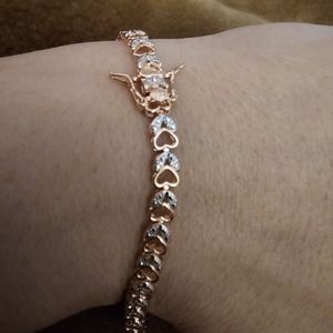 7.25", 14K Rose Gold over bronze Tennis Bracelet, Diamond Accents,Rhodium, NWT